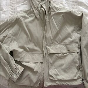 Aritzia Beige Hooded Anorak Rain Jacket